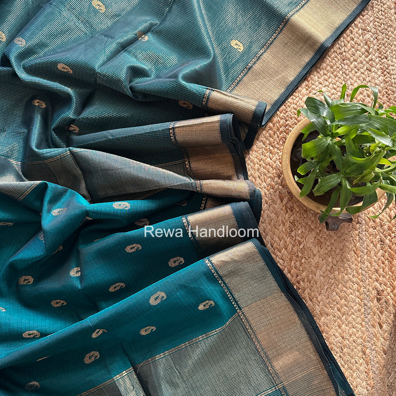 Maheshwari Green Tissue Butti Saree KBT02