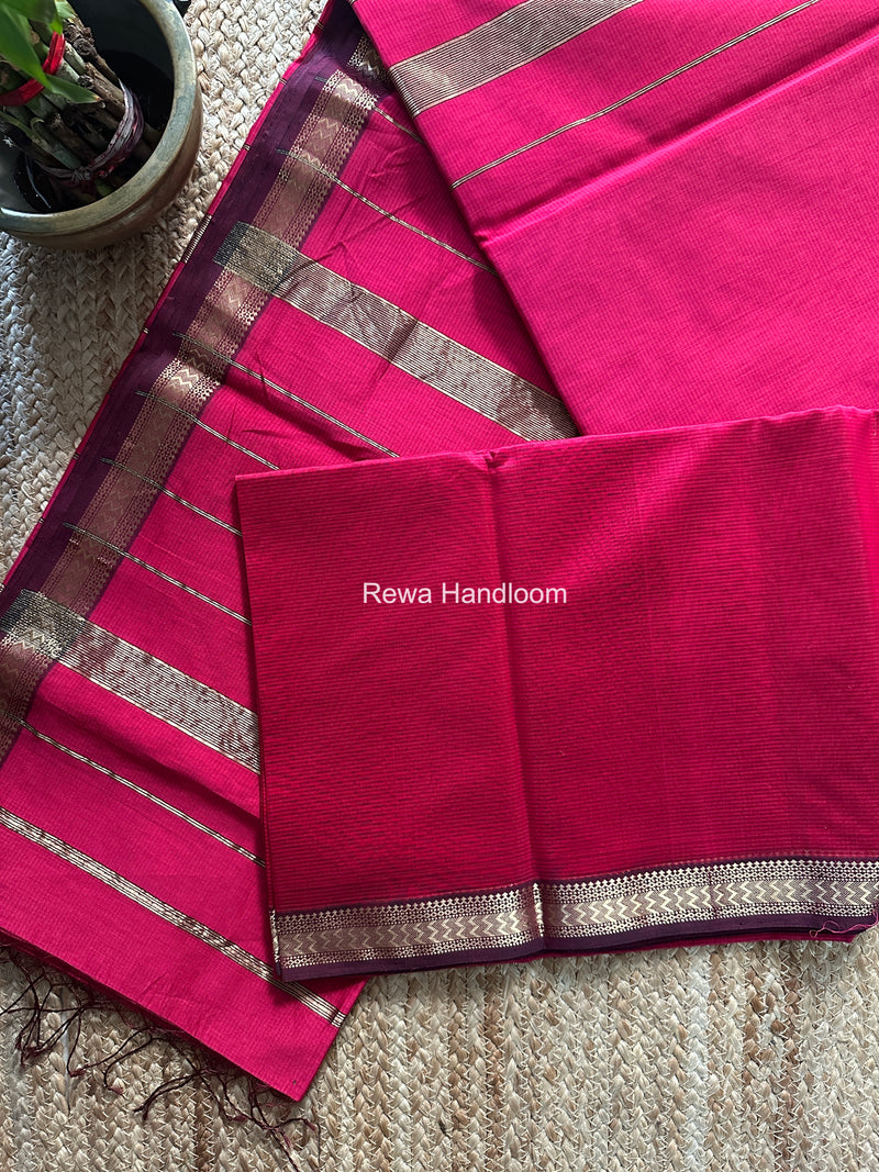 Maheshwari Rani Pink Rasta Lehar Saree RL036