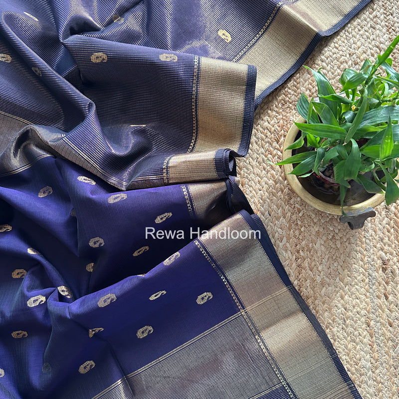 Maheshwari Blue Tissue Butti Saree KBT05