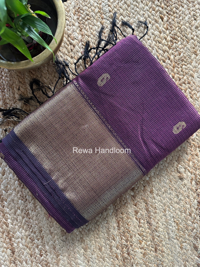 Maheshwari Purple Tissue Butti Saree KBT01