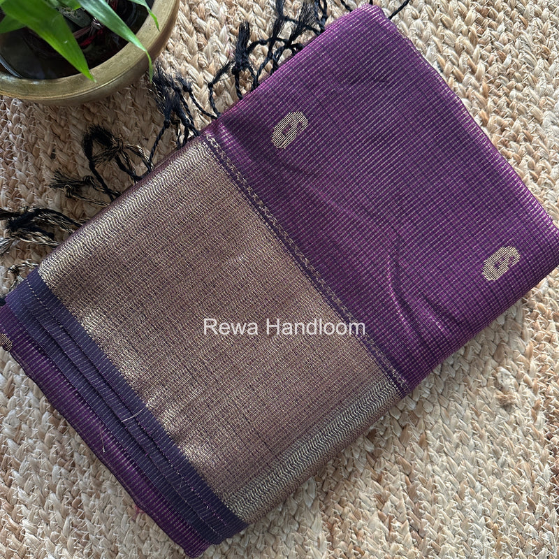 Maheshwari Purple Tissue Butti Saree KBT01