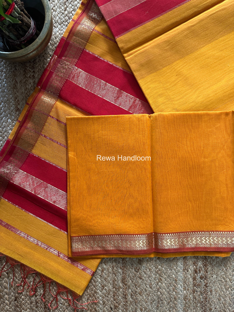 Maheshwari Yellow Rasta Lehar Saree RL042