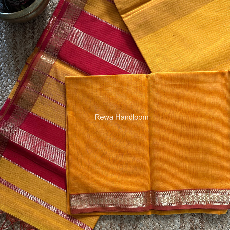 Maheshwari Yellow Rasta Lehar Saree RL042