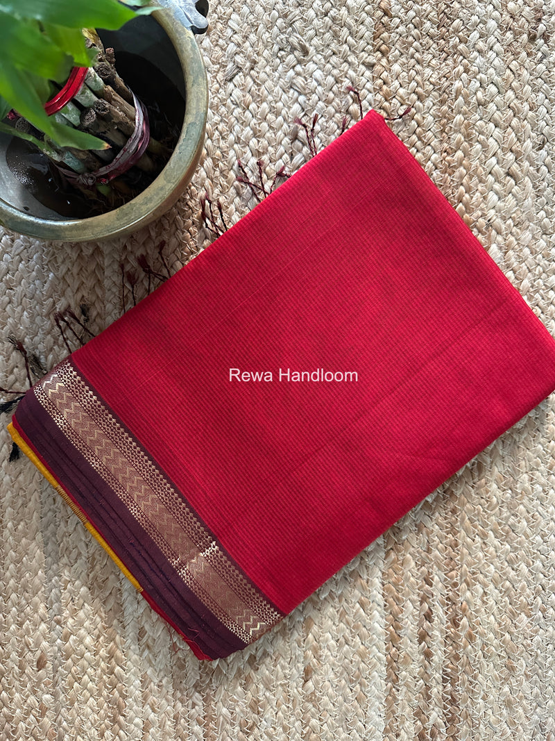 Maheshwari Red Rasta Lehar Saree RL041