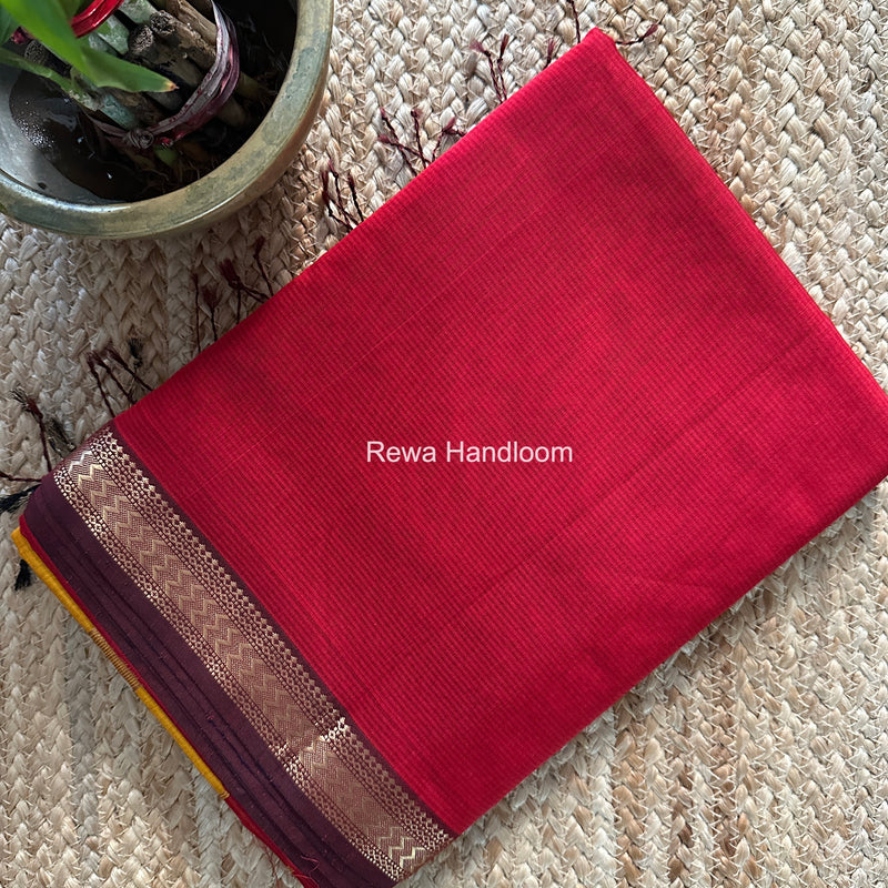 Maheshwari Red Rasta Lehar Saree RL041