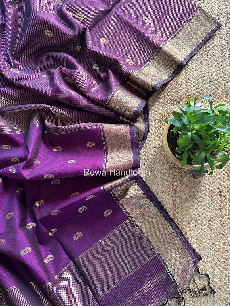 Maheshwari Purple Tissue Butti Saree KBT01