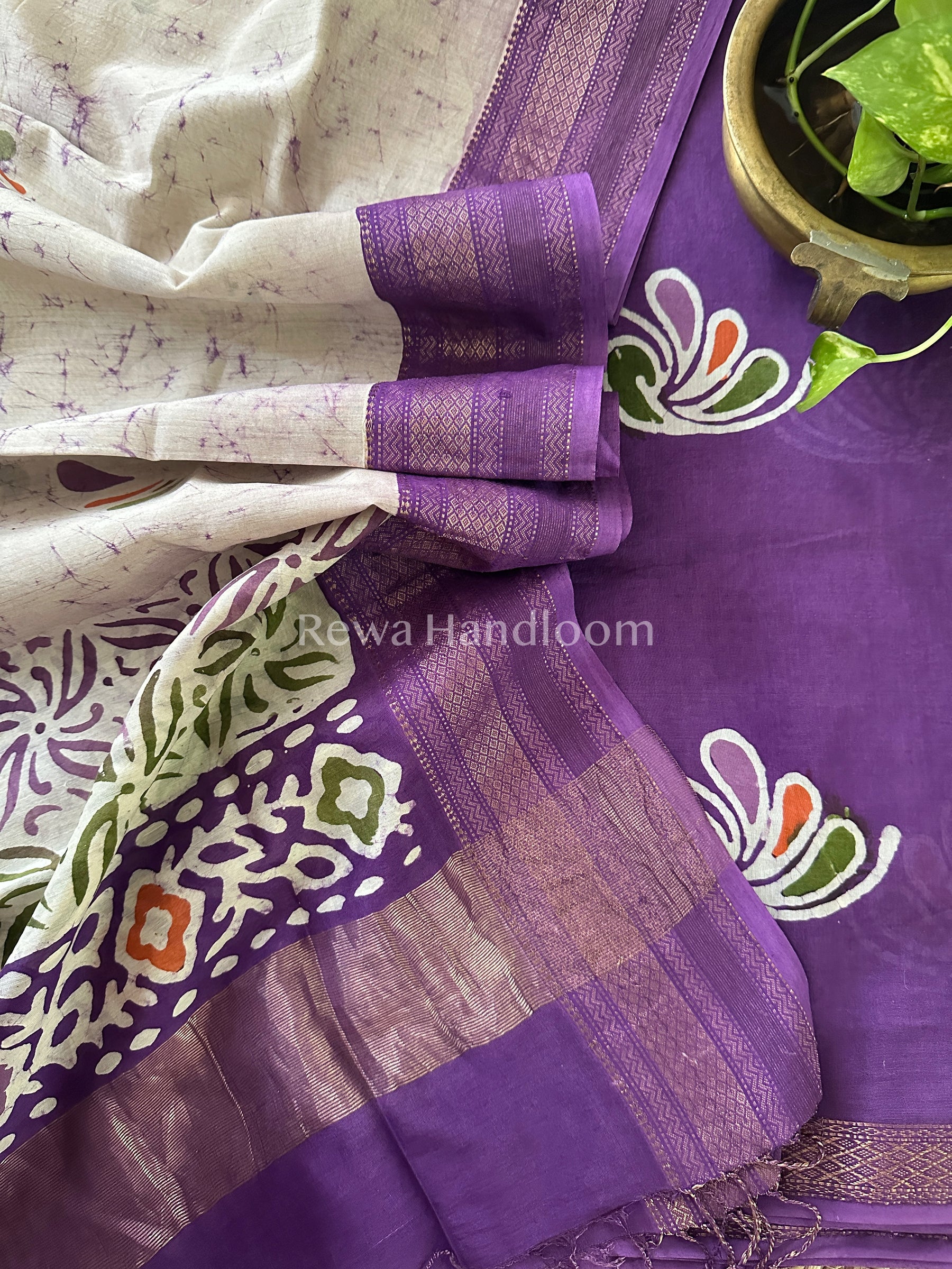 Maheshwari Purple Batik Printed Dress Material BTP116