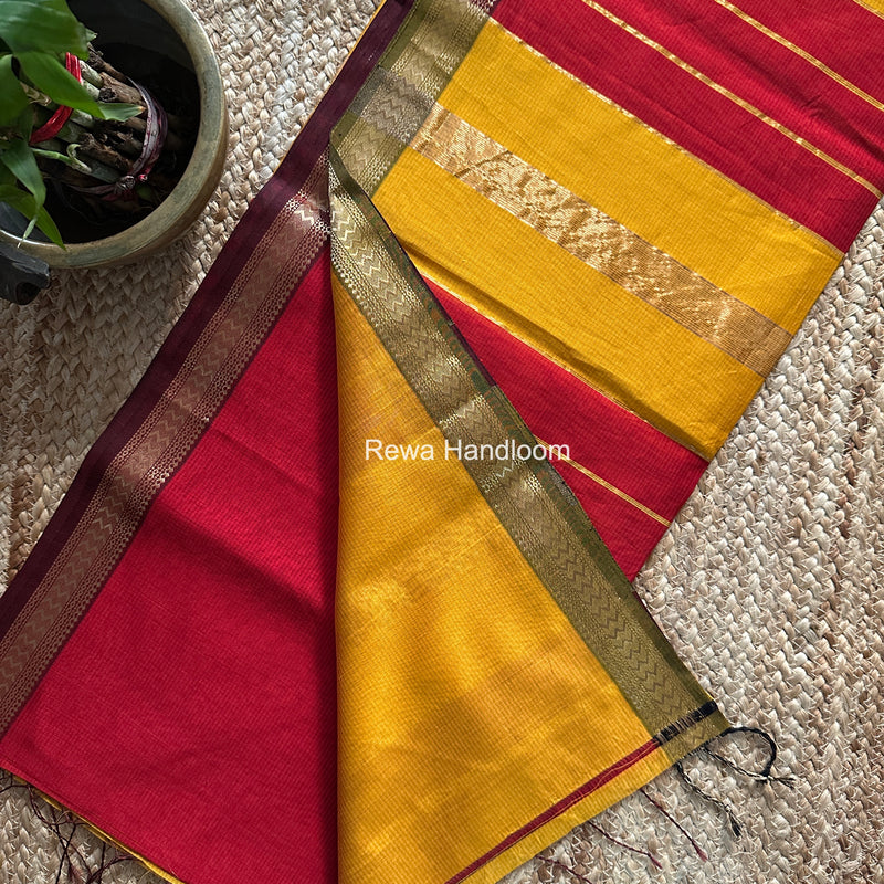 Maheshwari Red Rasta Lehar Saree RL041
