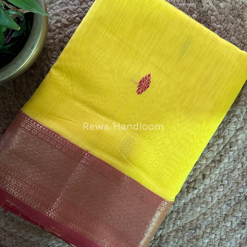 Maheshwari Yellow Zari Butti Saree RB01