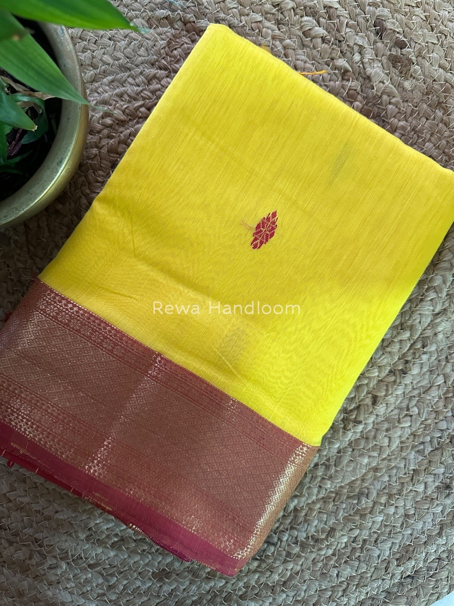 Maheshwari Yellow Zari Butti Saree RB01