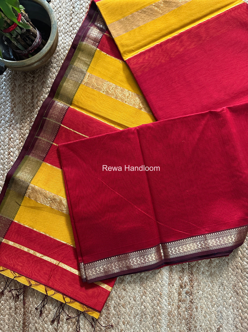 Maheshwari Red Rasta Lehar Saree RL041