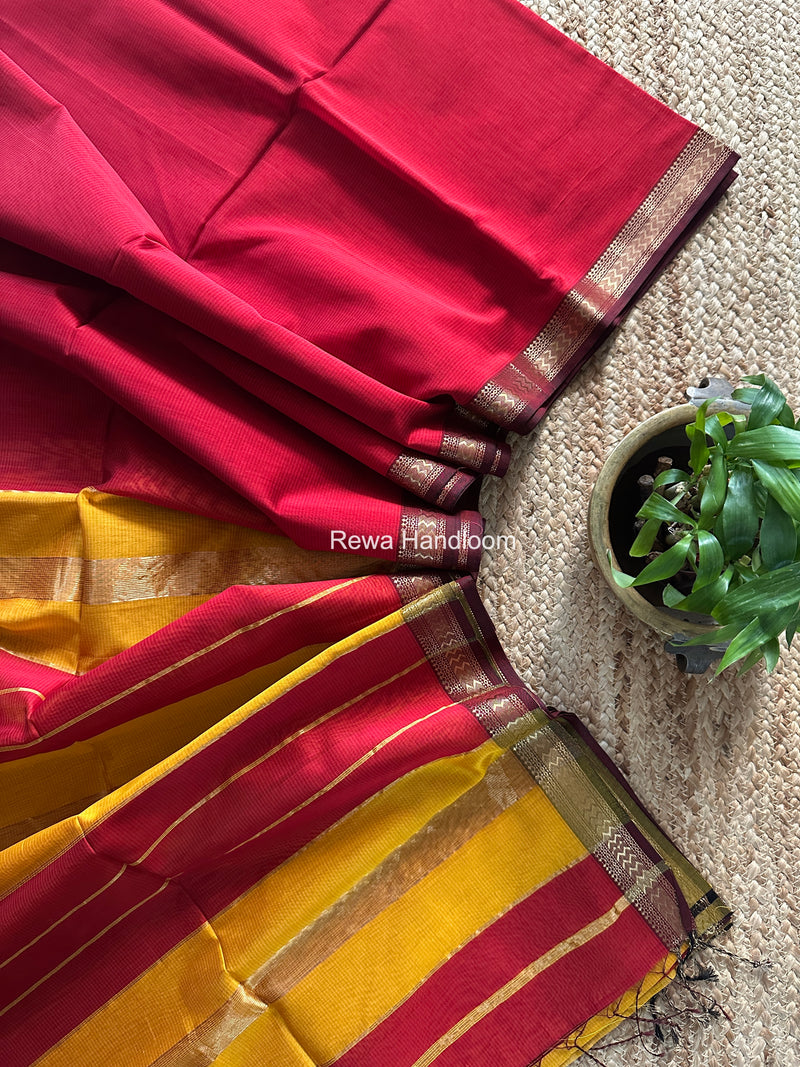 Maheshwari Red Rasta Lehar Saree RL041