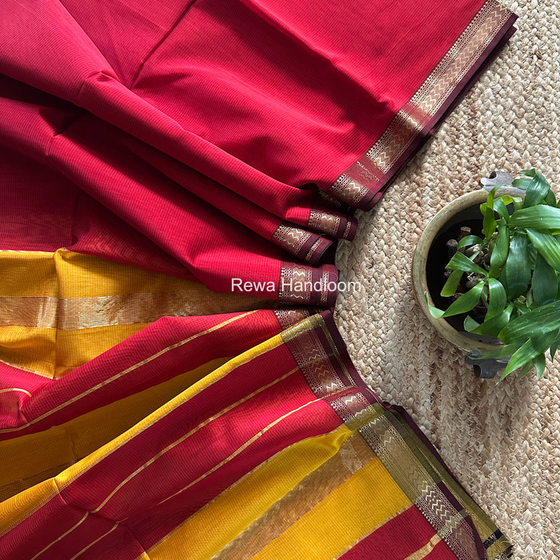 Maheshwari Red Rasta Lehar Saree RL041
