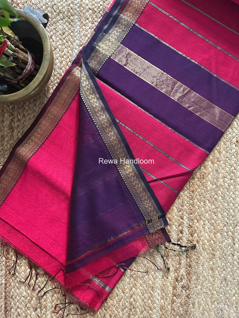 Maheshwari Rani Pink Rasta Lehar Saree RL040