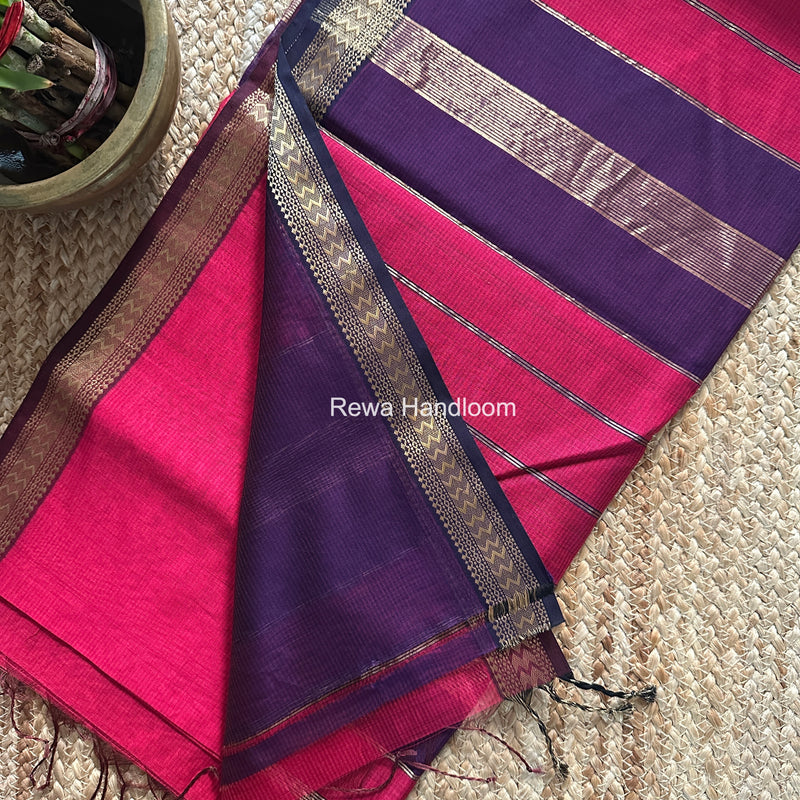 Maheshwari Rani Pink Rasta Lehar Saree RL040