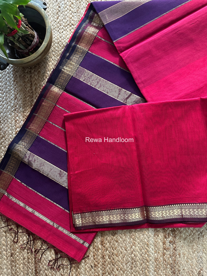 Maheshwari Rani Pink Rasta Lehar Saree RL040
