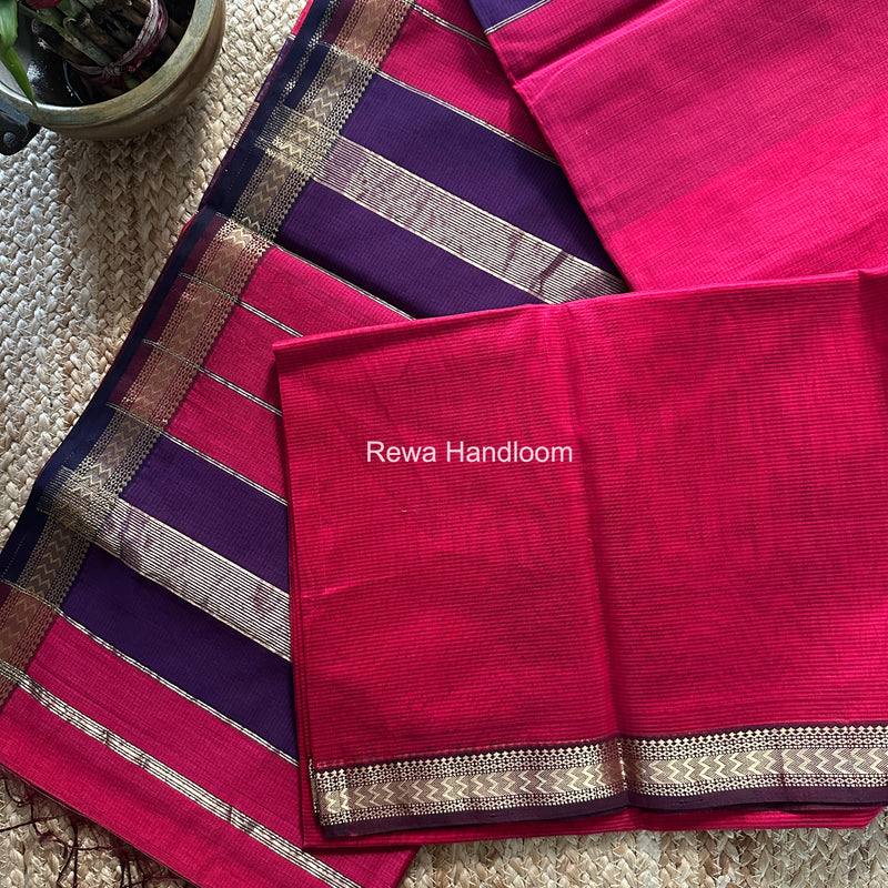 Maheshwari Rani Pink Rasta Lehar Saree RL040