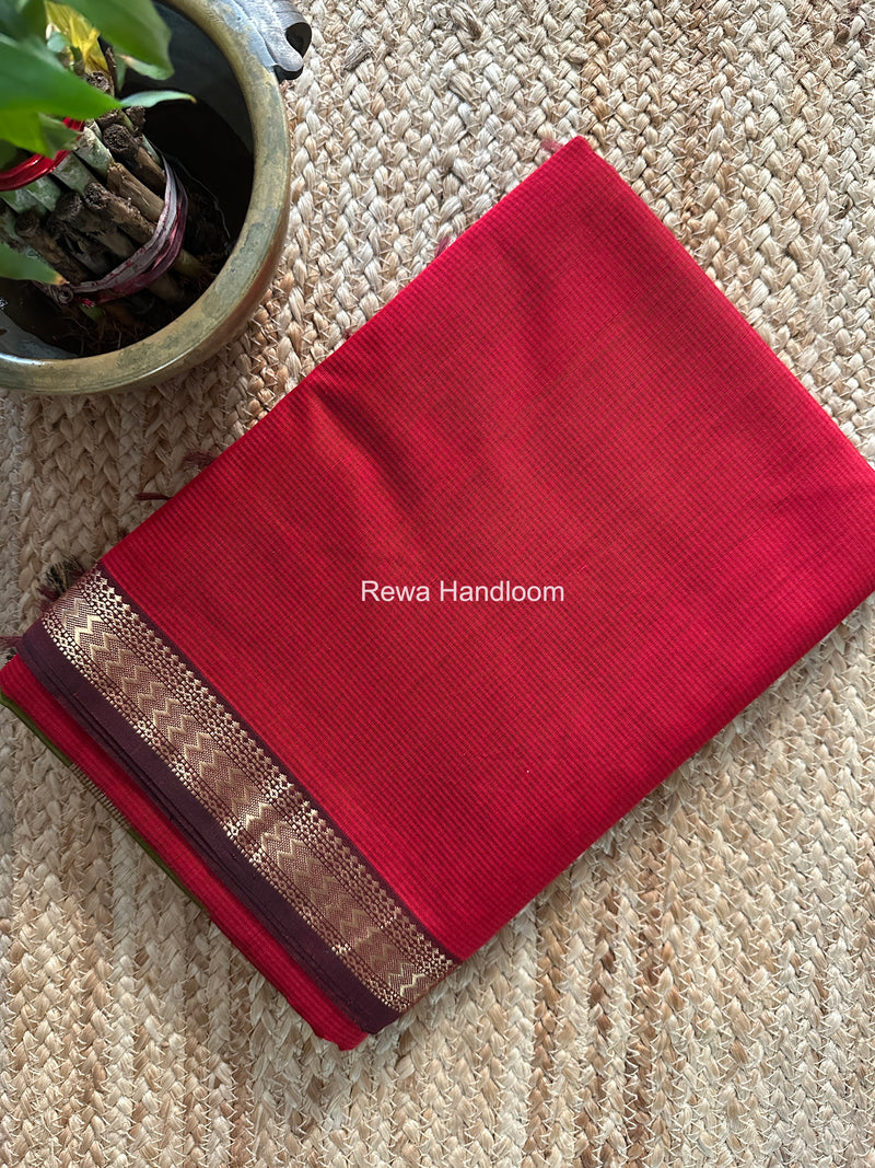 Maheshwari Maroon Rasta Lehar Saree RL039