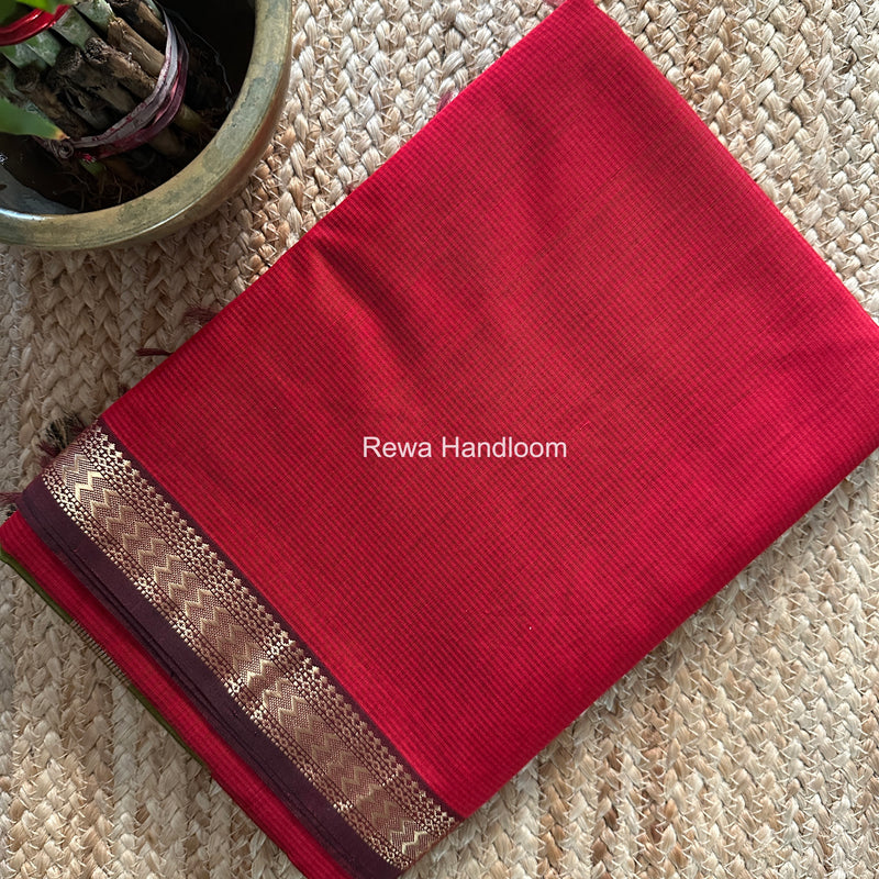 Maheshwari Maroon Rasta Lehar Saree RL039