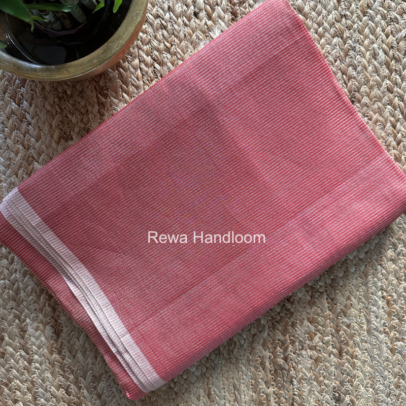 Maheshwari Pink Tissue Silk Saree TCB0061