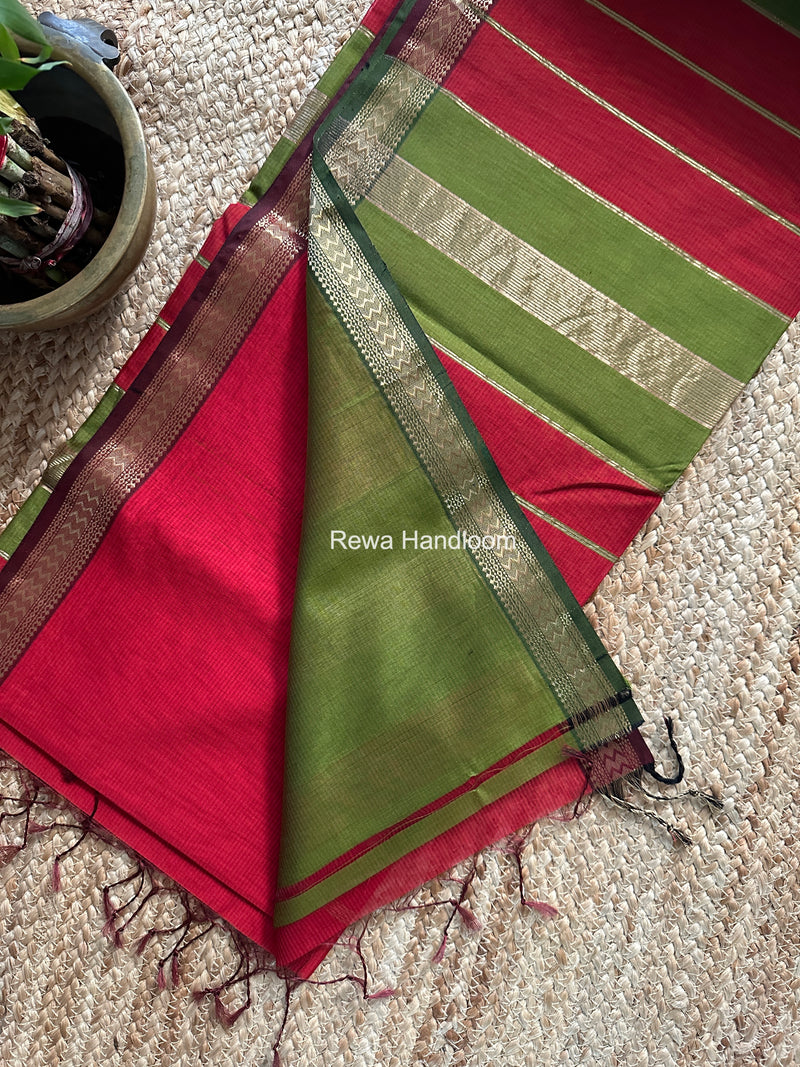 Maheshwari Maroon Rasta Lehar Saree RL039