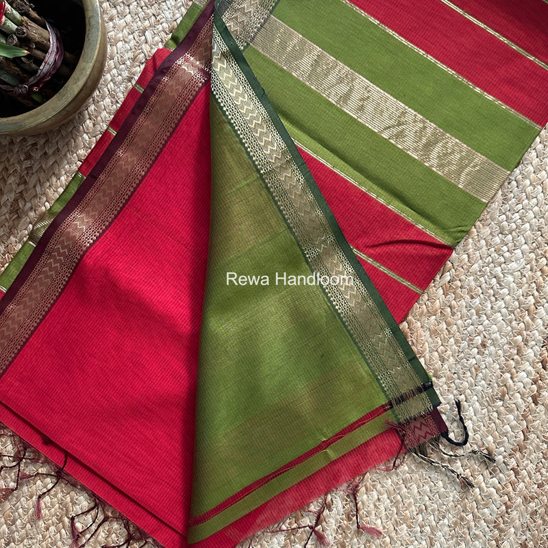 Maheshwari Maroon Rasta Lehar Saree RL039