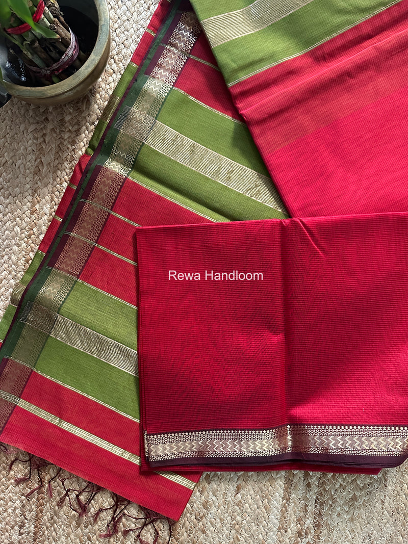 Maheshwari Maroon Rasta Lehar Saree RL039