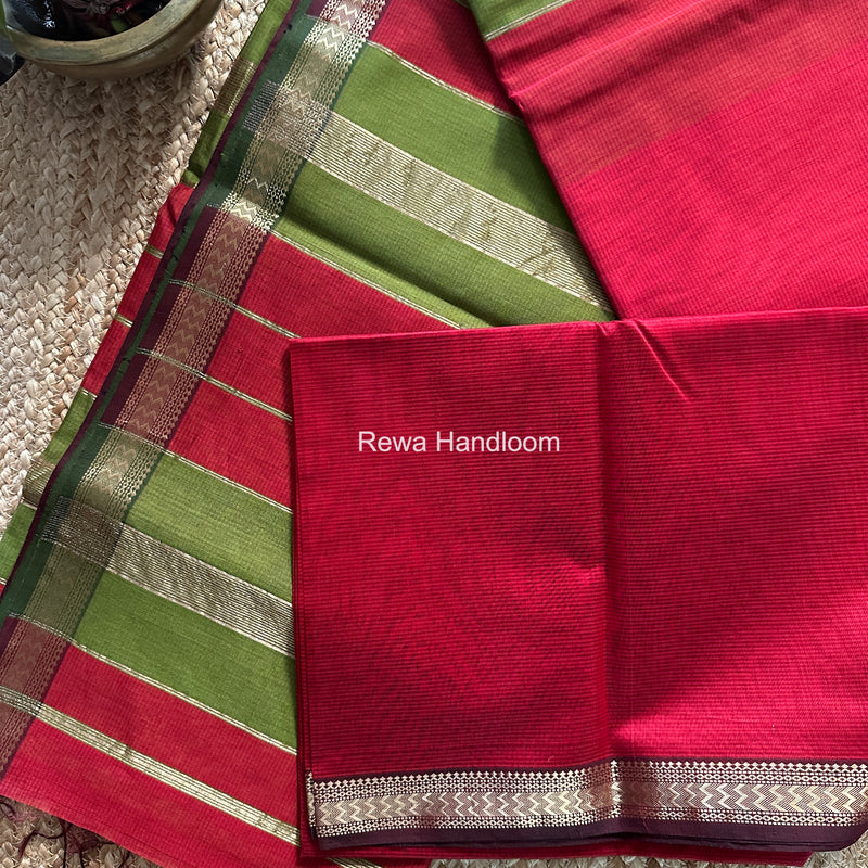 Maheshwari Maroon Rasta Lehar Saree RL039