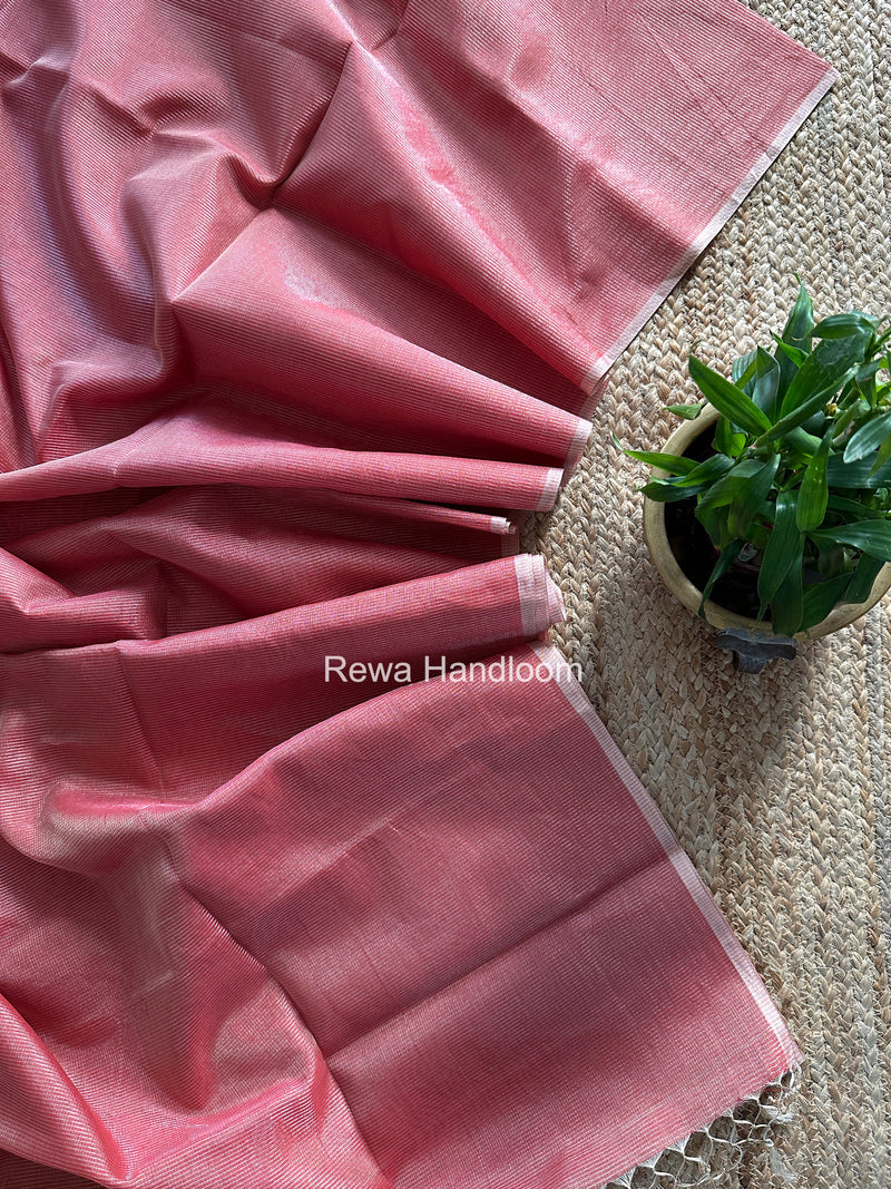 Maheshwari Pink Tissue Silk Saree TCB0061