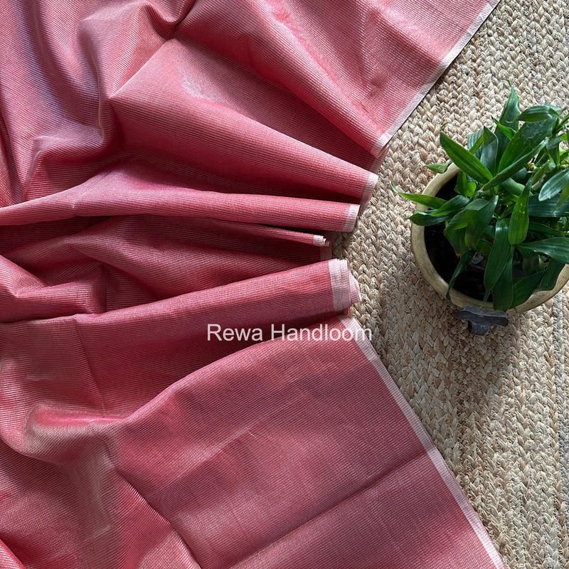 Maheshwari Pink Tissue Silk Saree TCB0061