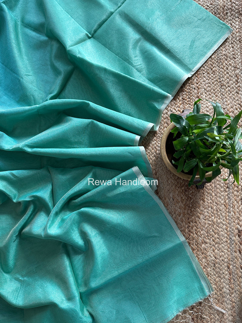 Maheshwari Aqua Green Tissue Silk Saree TCB0062