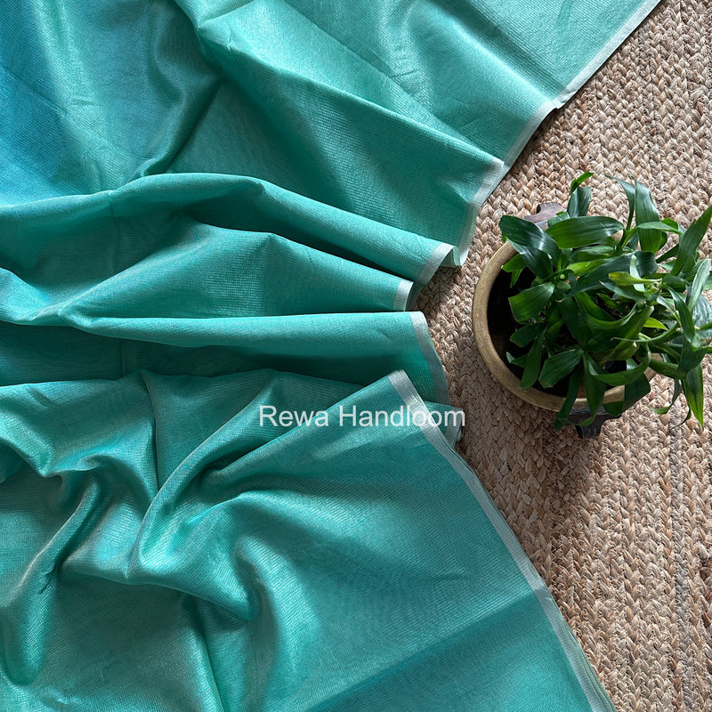 Maheshwari Aqua Green Tissue Silk Saree TCB0062