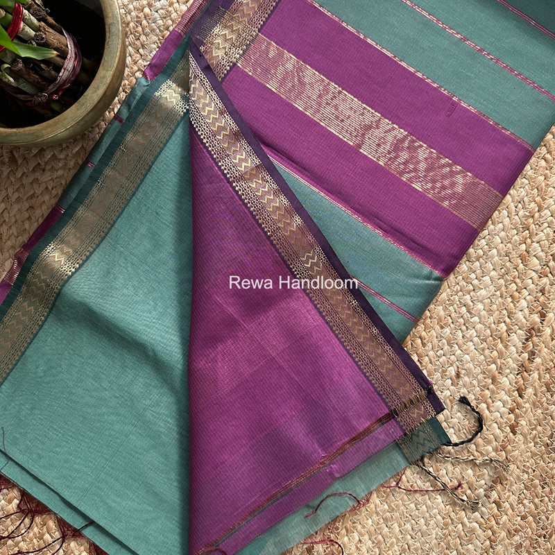 Maheshwari Teal Green Rasta Lehar Saree RL031