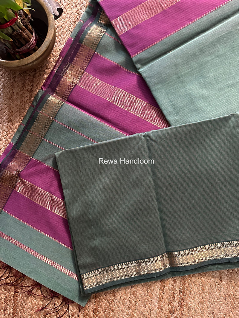 Maheshwari Teal Green Rasta Lehar Saree RL031