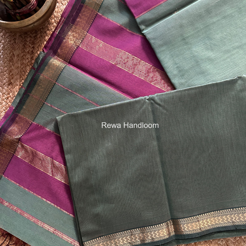 Maheshwari Teal Green Rasta Lehar Saree RL031
