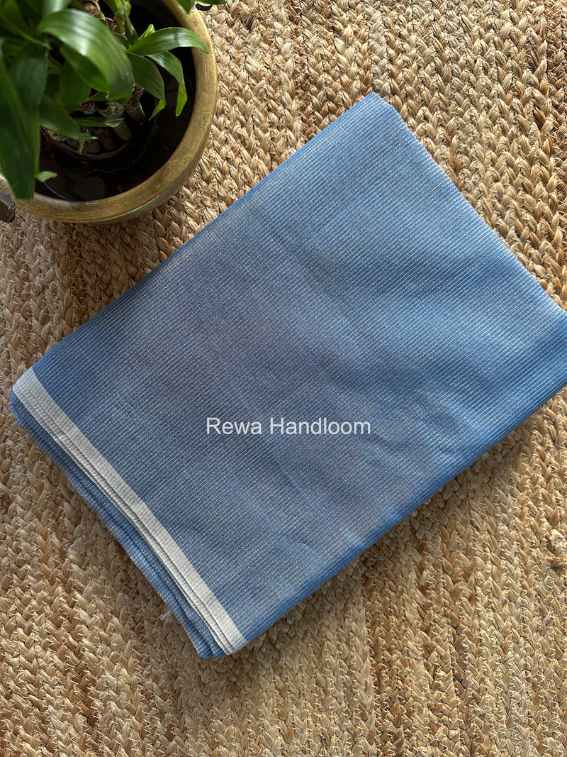 Maheshwari Sky Blue Tissue Silk Saree TCB0060