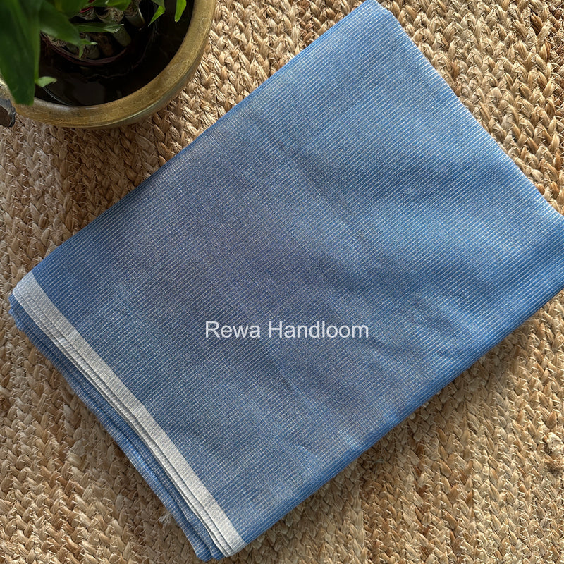 Maheshwari Sky Blue Tissue Silk Saree TCB0060