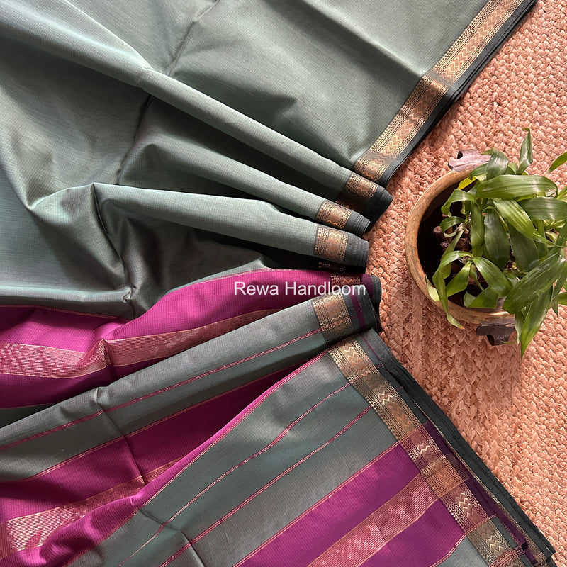 Maheshwari Teal Green Rasta Lehar Saree RL031