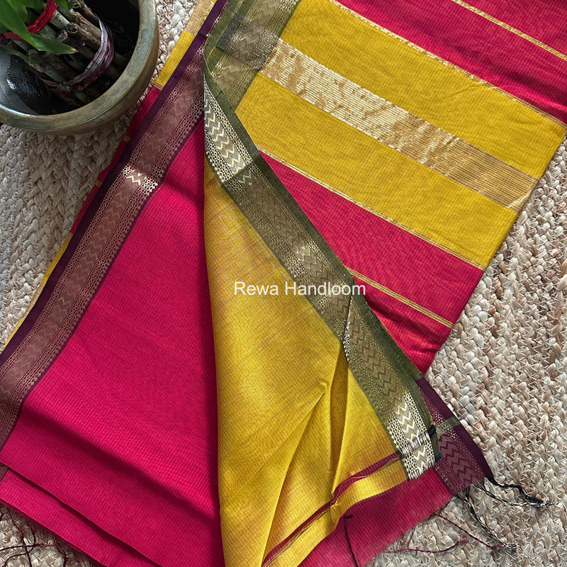 Maheshwari Rani Pink Rasta Lehar Saree RL038