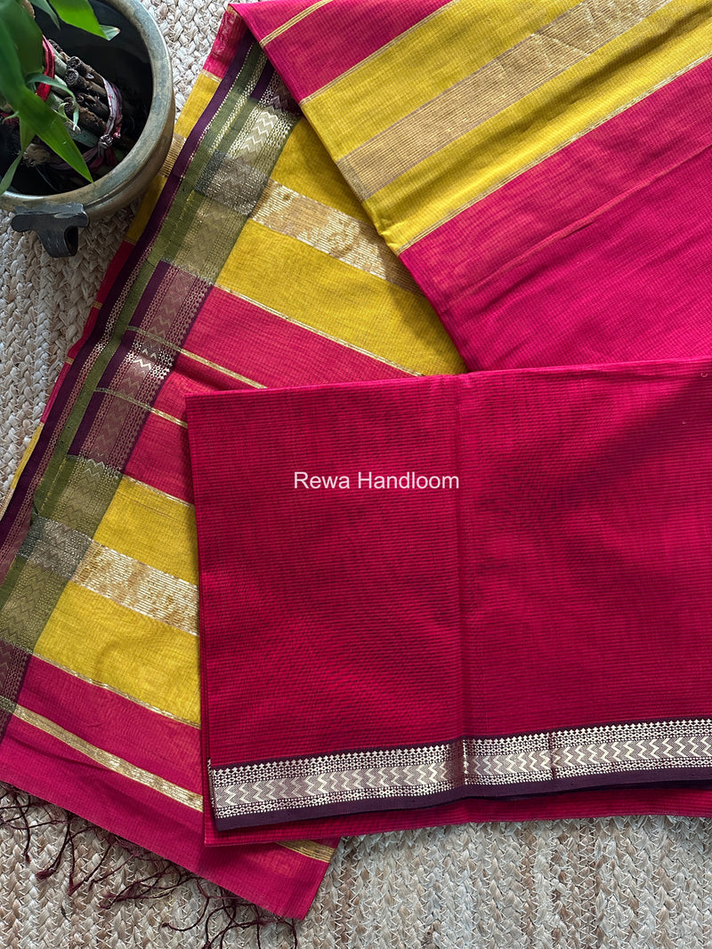 Maheshwari Rani Pink Rasta Lehar Saree RL038