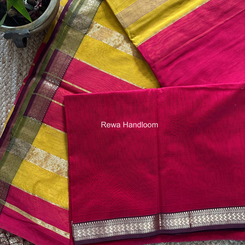 Maheshwari Rani Pink Rasta Lehar Saree RL038
