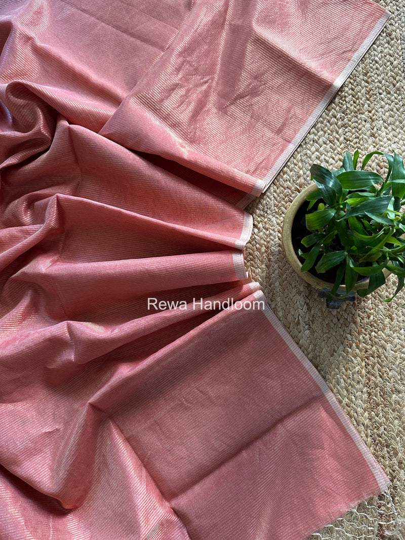 Maheshwari Baby Pink Tissue Silk Saree TCB0063