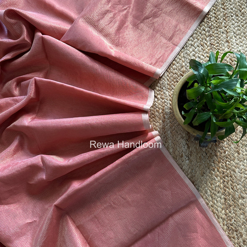 Maheshwari Baby Pink Tissue Silk Saree TCB0063