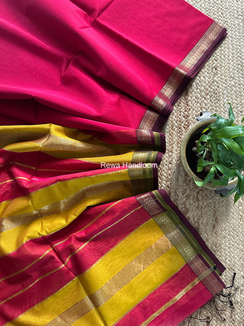Maheshwari Rani Pink Rasta Lehar Saree RL038