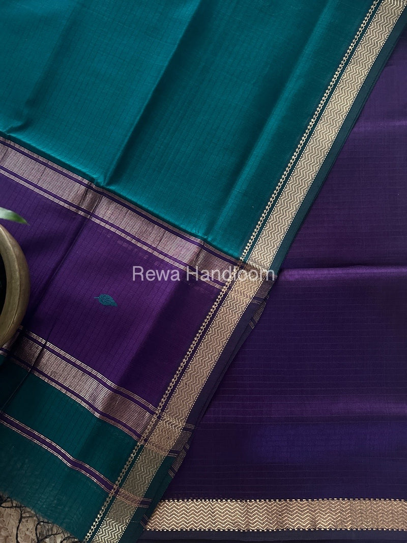 Maheshwari Purple-Rama Green Motifs Top-Dupatta Set PST0140