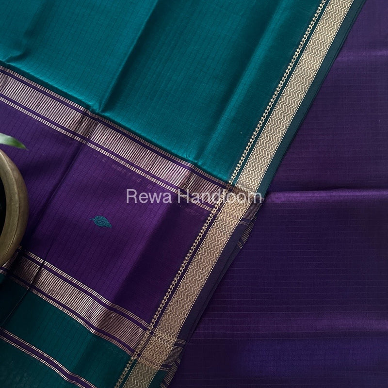 Maheshwari Purple-Rama Green Motifs Top-Dupatta Set PST0140