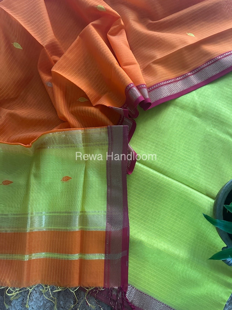 Maheshwari Yellow-Orange Motifs Top-Dupatta Set PST0131