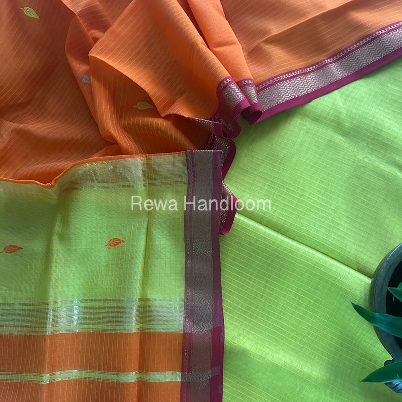 Maheshwari Yellow-Orange Motifs Top-Dupatta Set PST0131