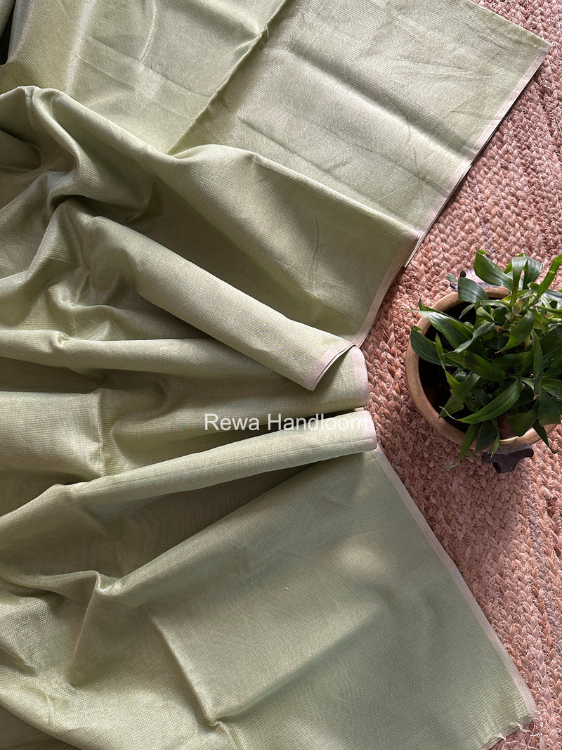 Maheshwari Pista Green Tissue Silk Saree TCB0064