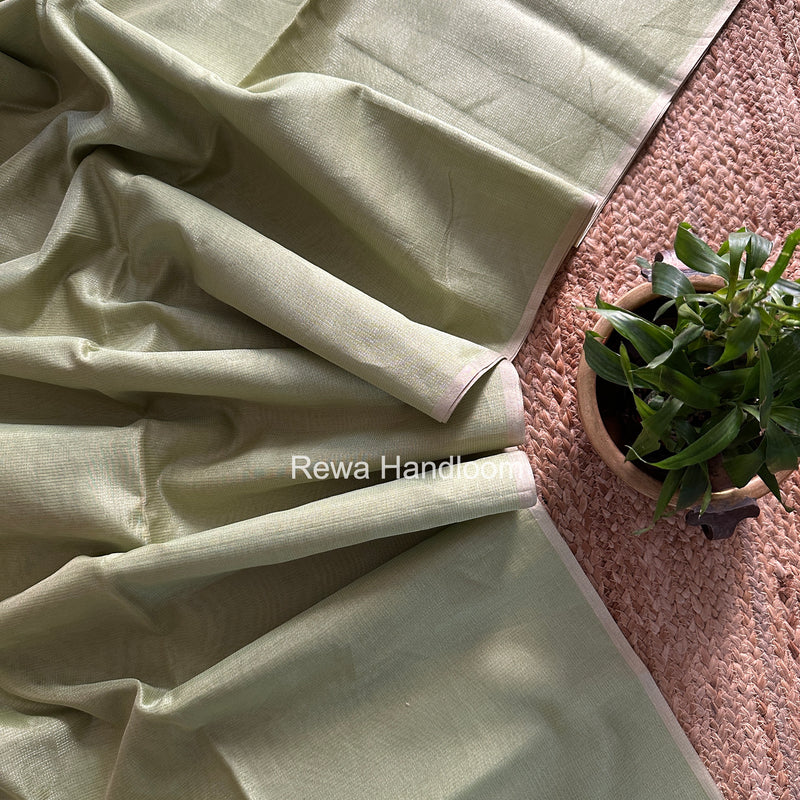 Maheshwari Pista Green Tissue Silk Saree TCB0064